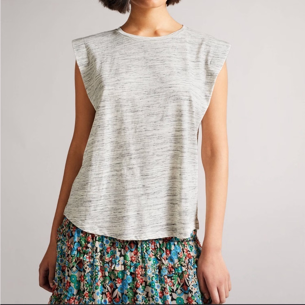 Ted Baker London Julesa Cotton-Blend Grey Tank Top Medium